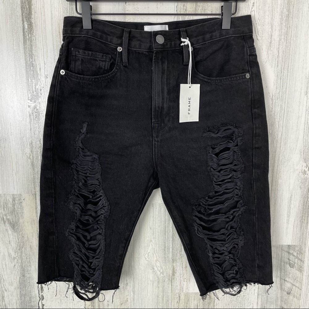 NWT ♠️ FRAME Le Vintage Shredded Bermuda Short - Picture 4 of 7